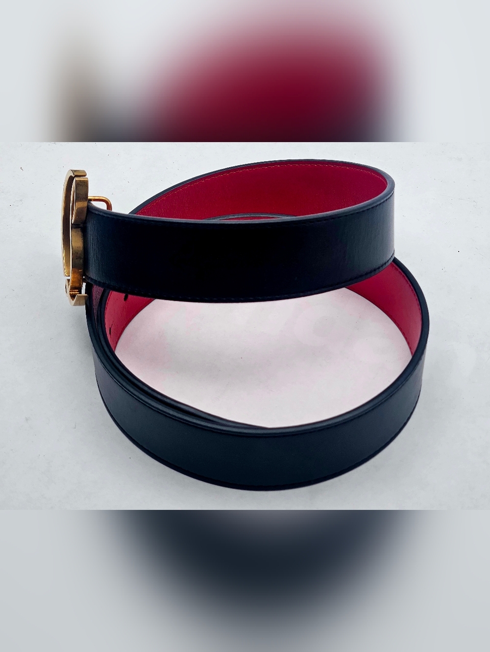 Christian LOUBOUTIN Black Leather Belt Size 90 / 36 Gold Logo Buckle Men / Women - Picture 7 of 8